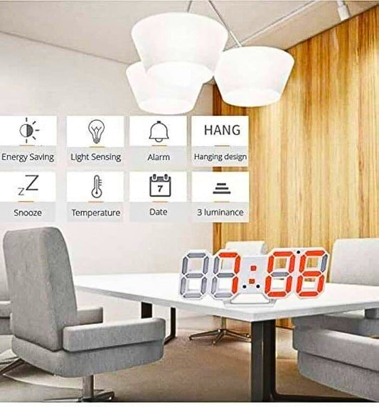 3D LED Digital Wall Clock