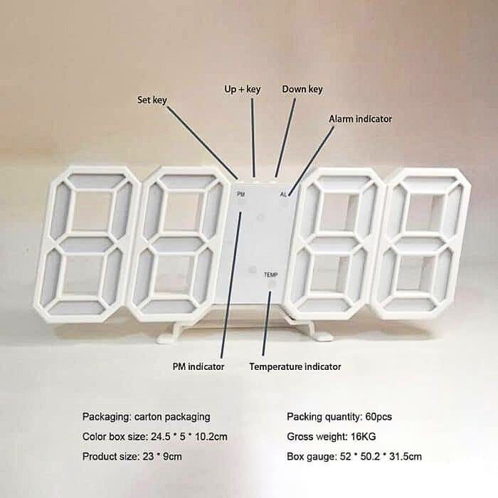 3D LED Digital Wall Clock