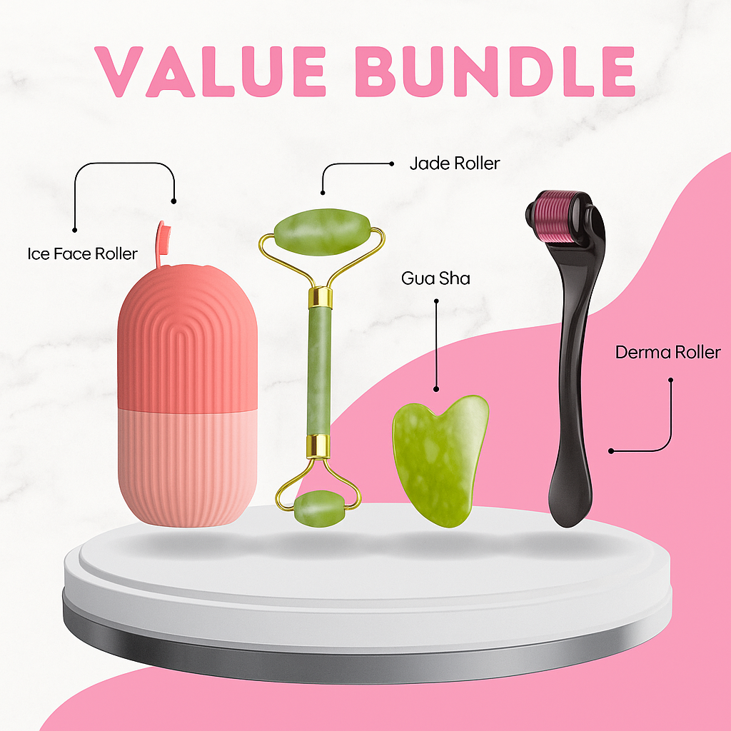 Combo Pack Marble Jade Roller With Stone Marble | Ice Roller Facial Massage | Derma Roller [pack Of 3]