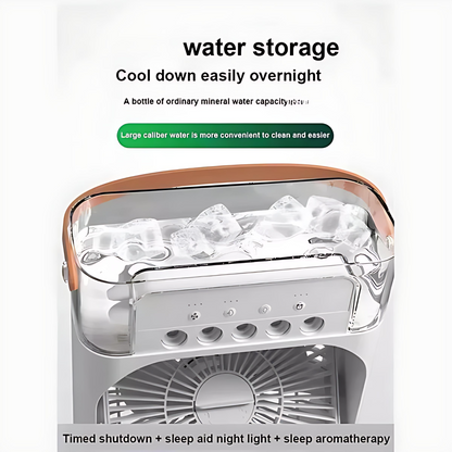 Portable Air Conditioner Fan Usb Electric Fan With Led Night Light, Fine Mist Water, And Humidifier Function | Led Night Light Water Mist 10inch (random Color)