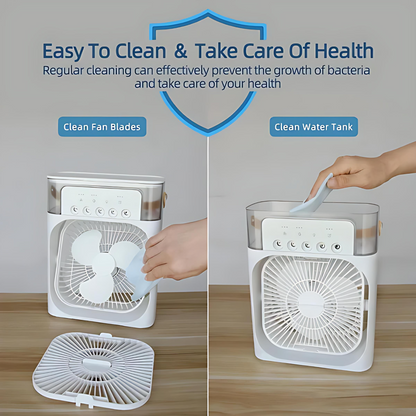 Portable Air Conditioner Fan Usb Electric Fan With Led Night Light, Fine Mist Water, And Humidifier Function | Led Night Light Water Mist 10inch (random Color)