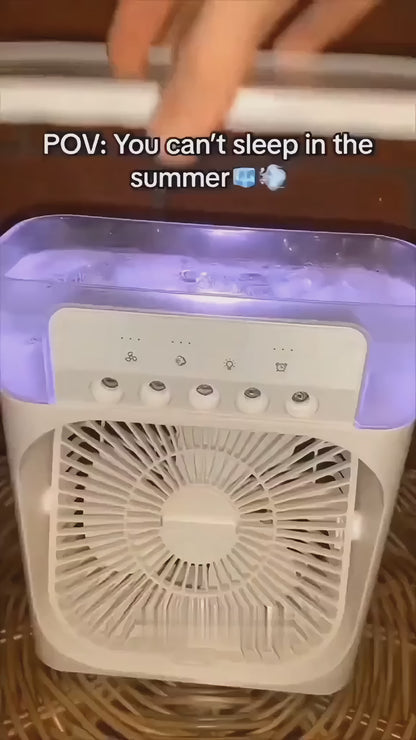 Portable Air Conditioner Fan Usb Electric Fan With Led Night Light, Fine Mist Water, And Humidifier Function | Led Night Light Water Mist 10inch (random Color)