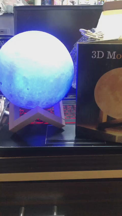 Led Moon Lamp – 3d Printed Lunar Lamp – Battery Powered Colorful – Night Light For Kids – 8 Color (15cm)